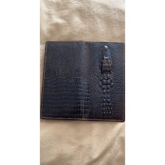Men's RFID Vintage Look Genuine Leather Long Bifold Wallet Checkbook - Picture 1 of 3